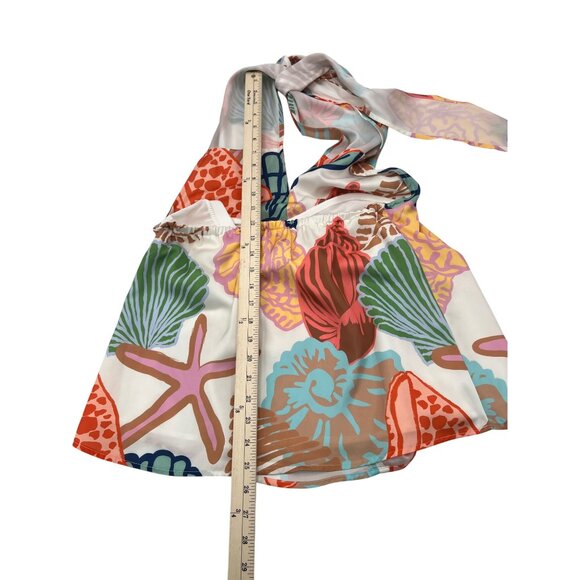 Crosby By‎ Mollie Burch Multicolor Satin Halter Neck Blouse Top Womens M - Picture 8 of 8